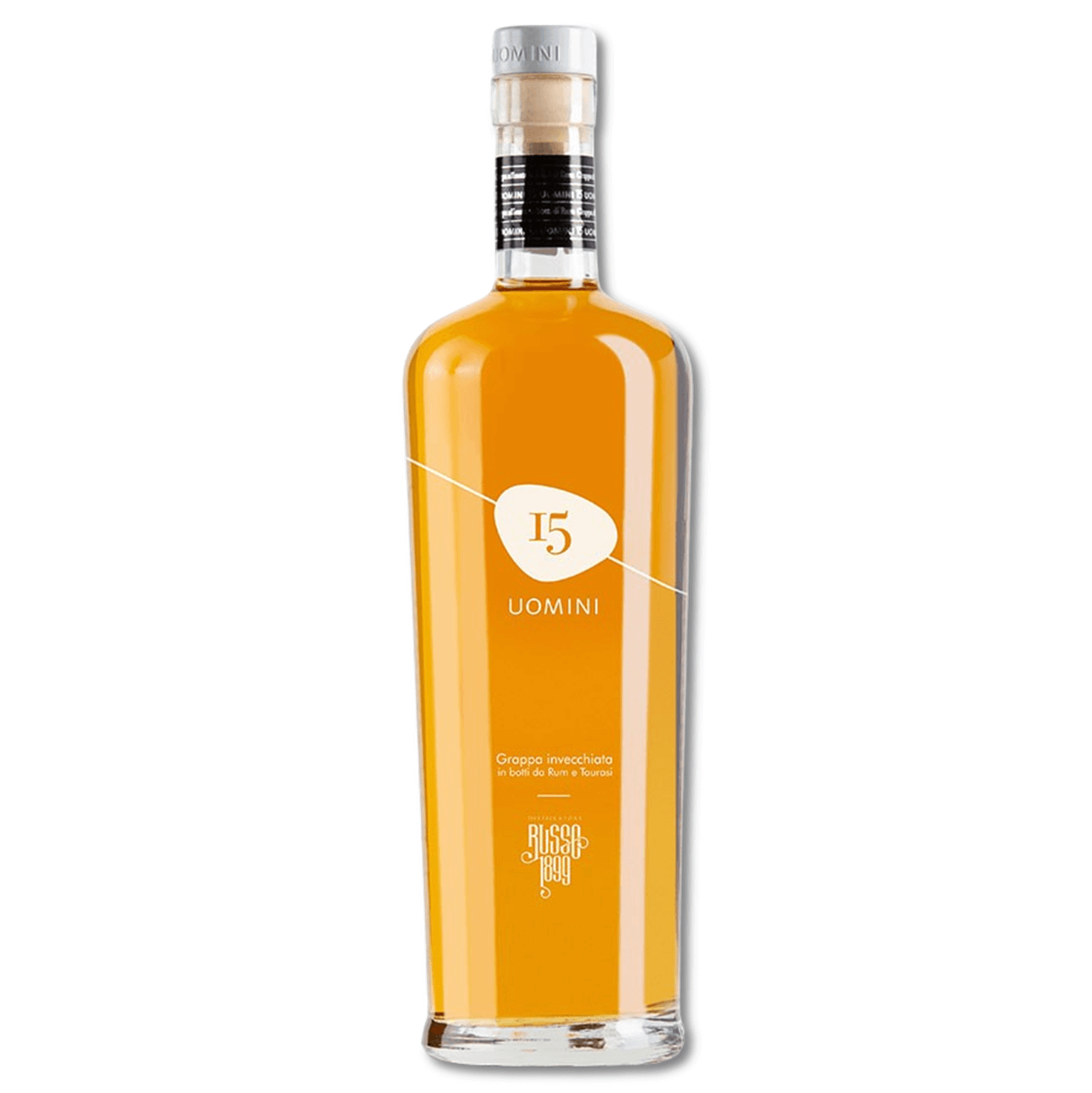 Grappa 15 Uomini affinata in botti da Rum e Taurasi Distillatori Russo 1899 70cl in busta regalo