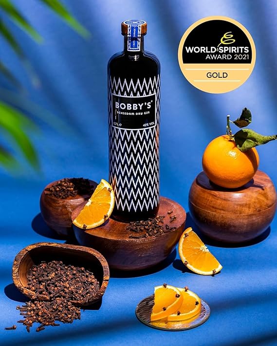 Gin Bobby’s Schiedam Dry Gin 70cl 42% vol in astuccio con bicchiere personalizzato