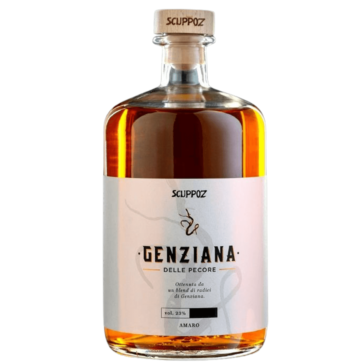 La Genziana delle Pecore è un amaro di Genziana base vino bianco, composta da un blend di tre radici tagliate a mano, raccolte a tre diverse altitudini.
Il processo di produzione è totalmente artigianale.
Il vino bianco riesce ad estrarre tutti i profumi della radice di genziana, creando un distillato dal sapore articolato e rotondo.
La Genziana delle Pecore è un buon digestivo, risulta amaro al palato.
Ingredienti: infuso di radici di Genziana in Vino Bianco 80%, Alcool, Zucchero. 23% Vol.