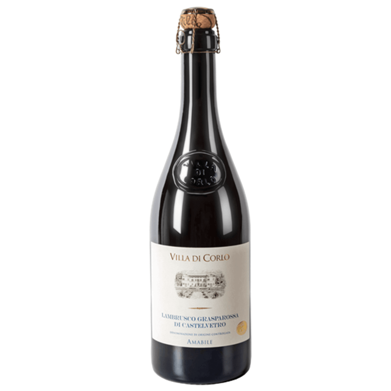 Prodotto con uve vendemmiate a mano, coltivate nei vigneti pedecollinari particolarmente vocati, di proprietà della Villa di Corlo.
Vino di colore rosso rubino con spuma violacea.
Profumo di frutta rossa e frutti di bosco.
Morbido al palato e persistente.