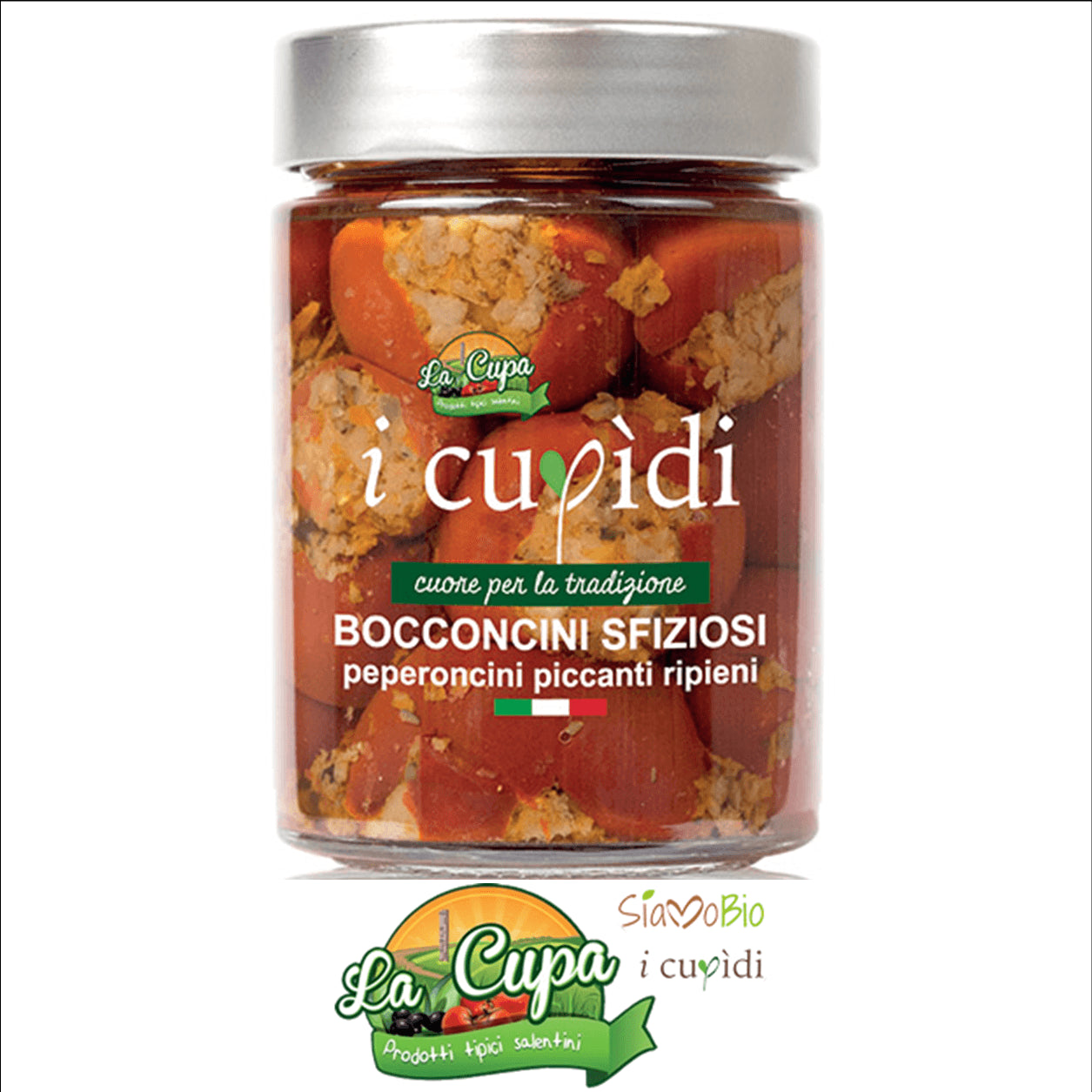 Peperoncini Piccanti Ripieni Bocconcini Sfiziosi Senza additivi e conservanti in olio extravergine di oliva La Cupa