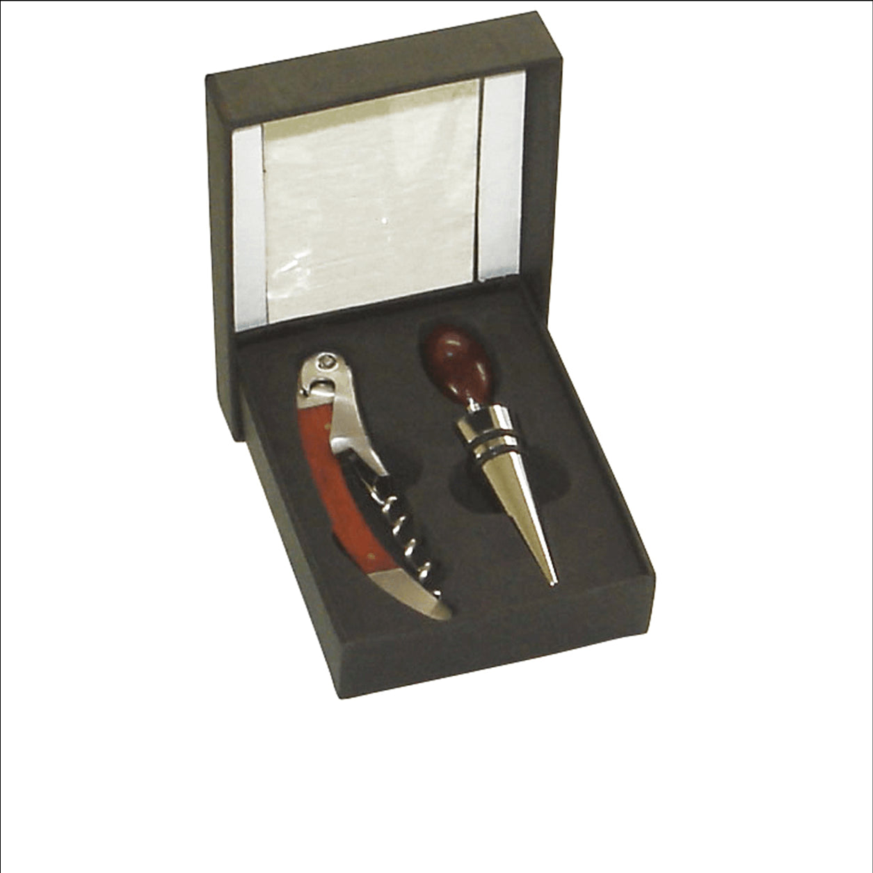 Set regalo Sommelier Cavatappi Levatappi alla Francese con manico in legno e tappo di servizio in astuccio