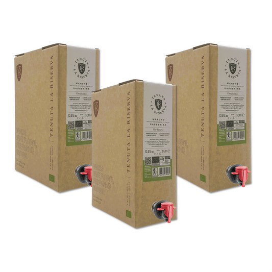 CONSEGNA GRATUITA 3X3 Litri Passerina Marche IGP Vino Bianco Biologico in Bag in Box Tenuta La Riserva Offida