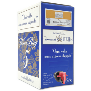 Colore giallo paglierino brillante con riflessi dorati.

Al naso ha delle note fruttate mature di agrumi e pesca, con leggeri sentori di mandorla sulla fine. 

Al palato è asciutto e poco aromatico.

Fresco nel complesso, sapido in bocca con accenti minerali, intenso, equilibrato e persistente.

Perché scegliere il formato Bag in Box?

Conservazione ottimale
Il sistema ermetico del Bag in Box mantiene il vino fresco fino a 8 settimane dall’apertura, proteggendolo dall’ossidazione e conservandone i prof