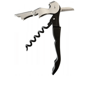 Levatappi in metallo doppia mandata colore Bordeaux o Nero con verme teflonato in astuccio trasparente