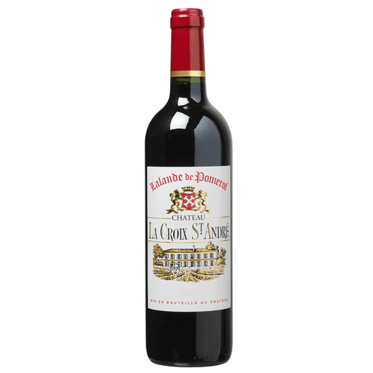 Château de la Croix Saint André è una tenuta di famiglia che si estende su 7,44 ettari

sulla famosa terrazza Néac-Pomerol-Saint-Emilion. La grande diversità dei suoli

dona un gusto unico ai propri vini. I terreni sono argillosi-ghiaiosi, argillosi-silicici

concrezioni ferrose del sottosuolo e i vitigni sono 80% Merlot, 10%

Cabernet Sauvignon e 10% Cabernet Franc.

Un nobile terroir e un elegante Lalande de Pomerol.

Vendemmia manuale. Il vino è invecchiato in barrique per 12 mesi.