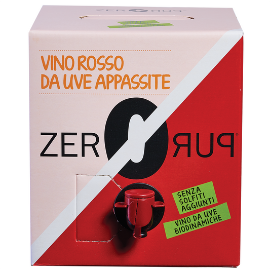 Vino Rosso da Uve Appassite Zero Puro Orsogna Senza Solfiti aggiunti Bio Vegan in bag in box 3 litri