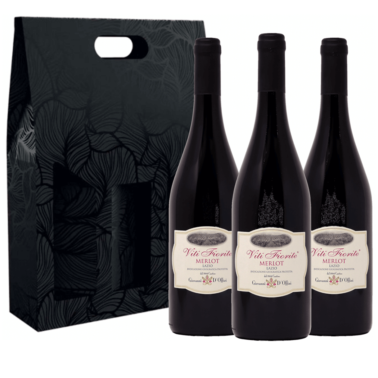 3x Merlot Viti Fiorite Vino Rosso Giovanni D'Offizi 3x75cl in confezione regalo