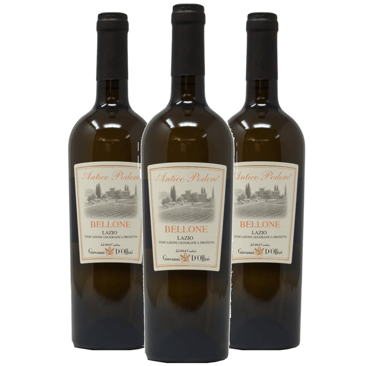 x3 Bellone Lazio Antico Podere Vino Bianco Giovanni D'Offizi 3x75cl