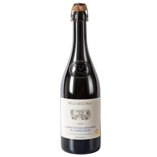 Prodotto con uve vendemmiate a mano, coltivate nei vigneti pedecollinari particolarmente vocati, di proprietà della Villa di Corlo.

Vino di colore rosso rubino con spuma violacea.

Profumo di frutta rossa e frutti di bosco.

Morbido al palato e persistente. 