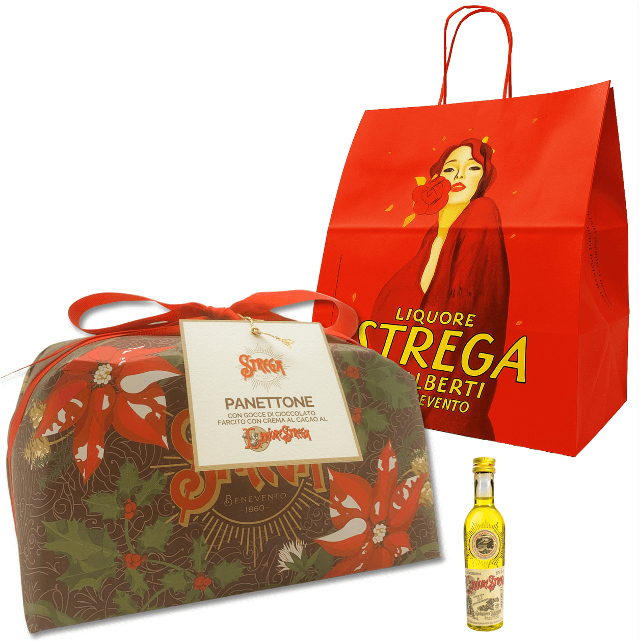 Il Panettone Strega Alberti è ottenuto dalla lievitazione naturale e da ingredienti accuratamente selezionati. La golosa farcitura con crema al cioccolato al Liquore Strega dona un inconfondibile tocco di personalizzazione a uno dei dolci più amati della tradizione natalizia.

Con Mignon di Liquore Strega per bagnare il panettone. Sublime!

🎁 In confezione regalo per sorprendere i tuoi amici, non devi pensare tu alla confezione.