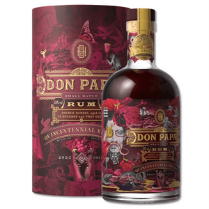 Don Papa Quincentennial è un rum maturato con il doppio invecchiamento e imbottigliato a gradazione piena.

Invecchia in botti di rovere americano bourbon Whisky e successivamente affina in botti da vino Porto.

Rilasciato per commemorare il quinque centenario della prima circumnavigazione della Terra un viaggio epico che portò infine allo sbarco degli spagnoli nelle Filippine.

Solo 500 bottiglie numerate singolarmente di questo rum super premium sono disponibili a livello globale.

Colore: Ambrato chiaro 