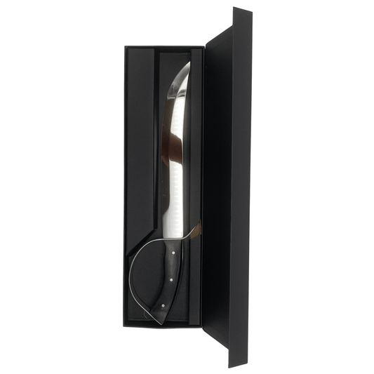 Scatola regalo con sciabola pesante per effettuare il sabrage, ovvero apertura dello champagne o spumante effettuata facendo saltare il collo in vetro della bottiglia. cm 43x11,8x2,3