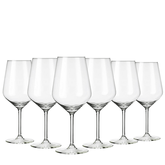 Bicchiere da vino da 530 ml
I bicchieri perfetti per una bottiglia speciale di vino rosso o bianco in occasioni speciali!
Per la gastronomia o gli eventi, questi calici da vino sono ideali 
Grazie alla particolare forma a calice svasato sono idonei anche per champagne o vini spumanti esaltando la formazione di perlage
Contenuto della confezione: 6 bicchieri in vetro, dimensioni: Ø 7,7 cm/ 21,7 cm/530 ml
Prodotti in Olanda e design Tedesco
