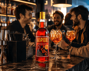 Aspide Spritz è la dimostrazione di come i confini non esistano. Da un lato richiama l’aperitivo alla base del famosissimo cocktail veneto amato in tutto il mondo, dall’altro racchiude nelle sue spire i profumi e i sapori della Sardegna, che porta al naso e al palato aprendosi in modo travolgente e originale.

Riporta gli agrumeti e la macchia mediterranea insieme alla suadente cannella. Lievissimi refoli di resina e pinoli.

Assaggio vivace, stuzzicante e coinvolgente, presenta una sottile nota amaricante 