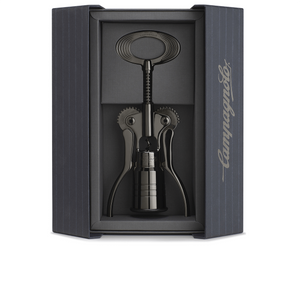 Campagnolo Schwarzchrom Großer Korkenzieher in einer Geschenkbox (ein kostenloser Doppelkorkenzieher ist im Lieferumfang enthalten)