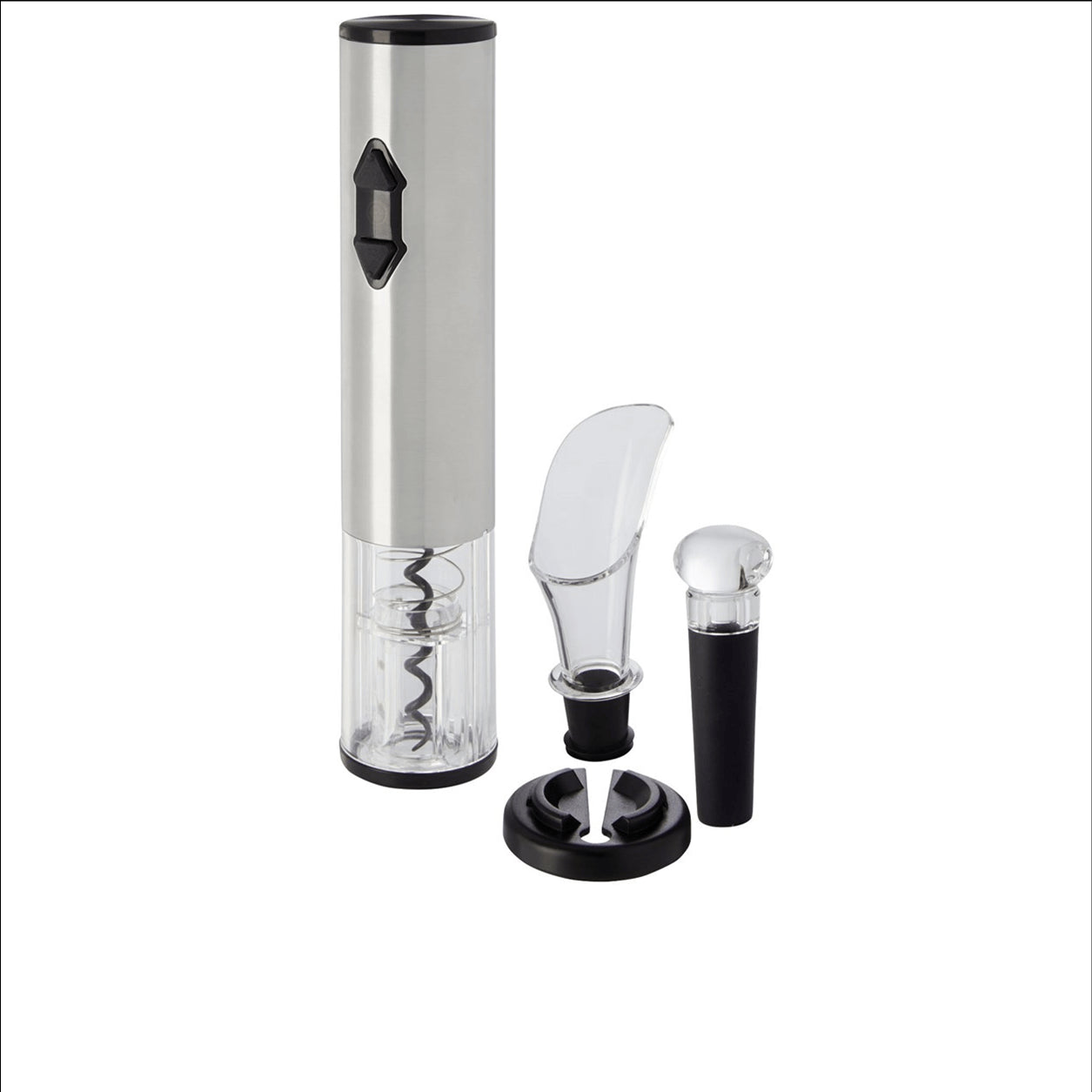 Cavatappi inox elettrico automatico professionale sommelier con 3 accessori in scatola regalo (4 batterie AA non incluse)