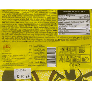 Panettone with Strega Alberti liqueur cream, 1kg, naturally leavened (in a collectible Strega gift bag)