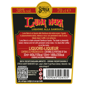 Luna Nera Sambuca Liqueur from the Strega Distillery in a 70cl gift bag