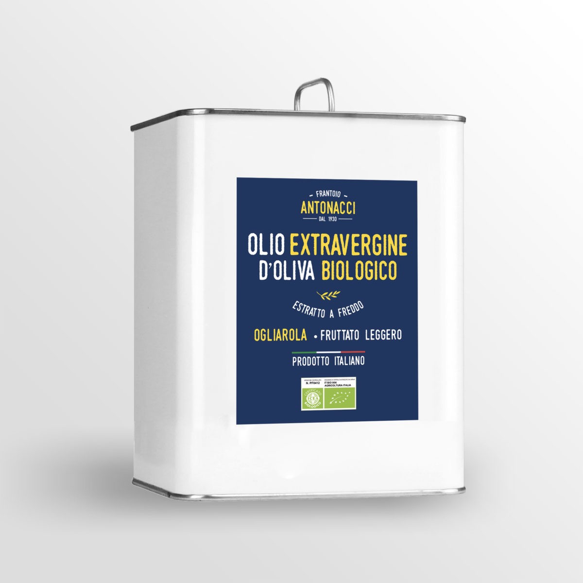 Olio Extra Vergine di oliva Ogliarola fruttato leggero Biologico Frantoio Antonacci San Giovanni Rotondo Puglia 3 litri