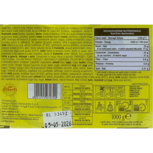 Pandoro with Strega Alberti liqueur cream 1KG Natural leavening + reinforcement (in a collectible Strega gift bag)