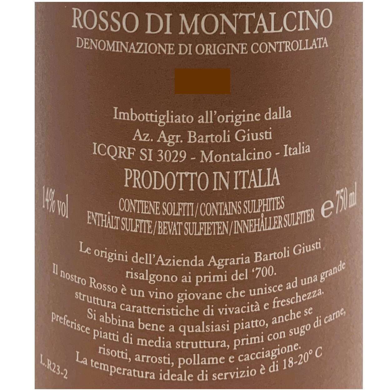 Rosso di Montalcino DOC Vino Rosso Bartoli Giusti 75cl