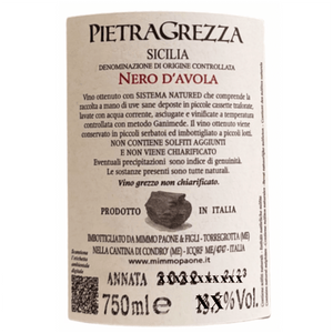 Nero d'Avola Senza Solfiti Aggiunti Vino Rosso Doc Pietragrezza Mimmo Paone 14%vol