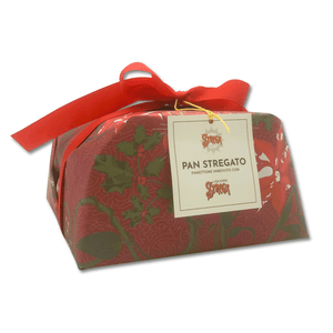 Stregato-Brot + Verstärkungs-Panettone, eingeweicht in Strega Alberti-Likör, 850 g. Weihnachten 2025 in einer Strega-Geschenktüte